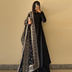 The Noir Royale: Premium Silk Anarkali Suit